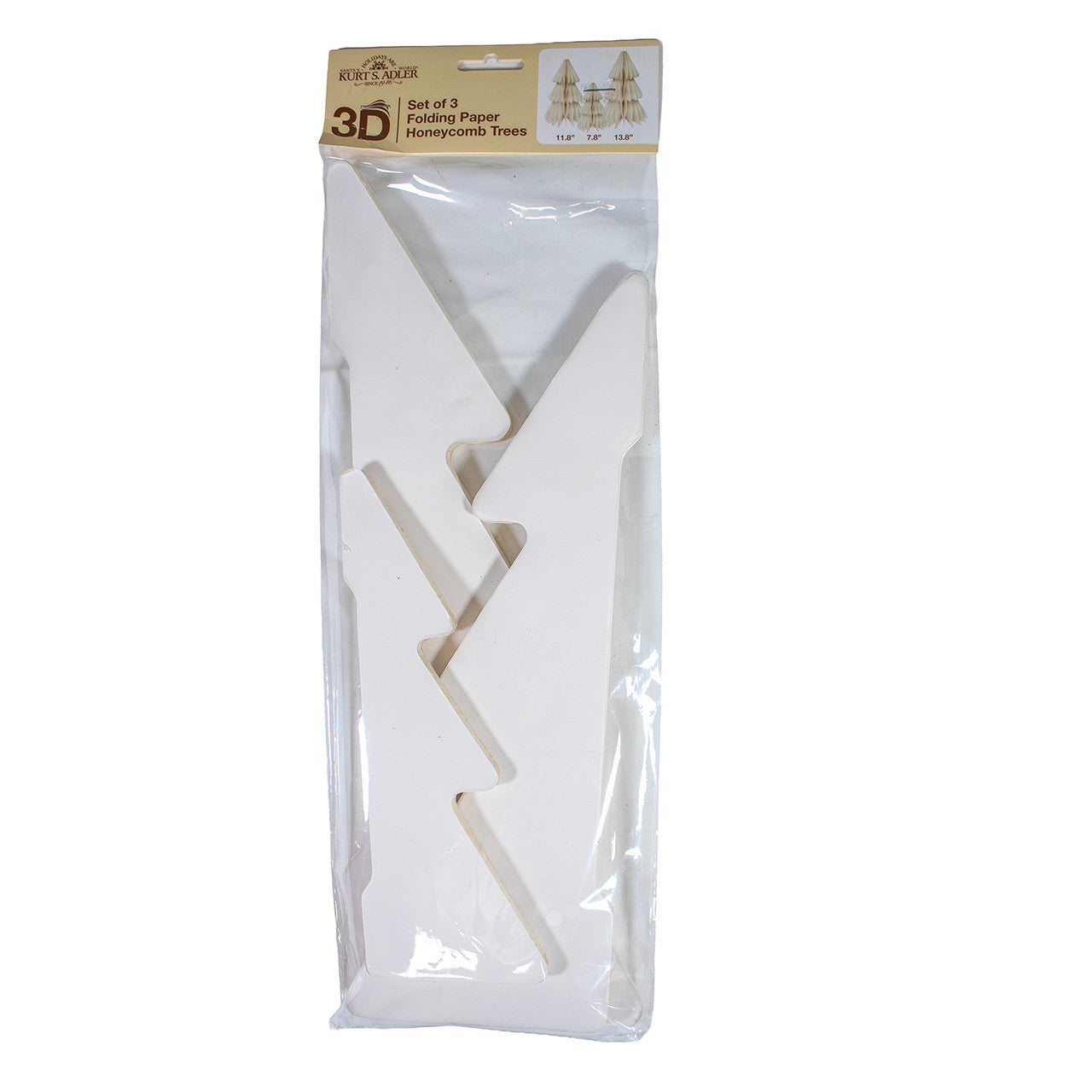 7.8-13.7" Paper White With Gold Glitter Christmas Tree Table Piece Set
