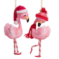 Candy Cane Flamingo Ornaments