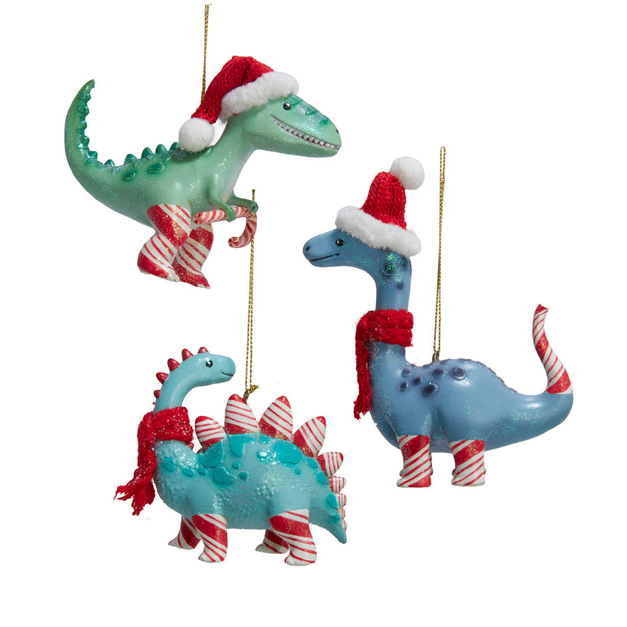 Candy Cane Dinosaur Ornaments