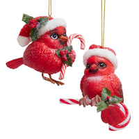Candy Cane Cardinal Ornaments