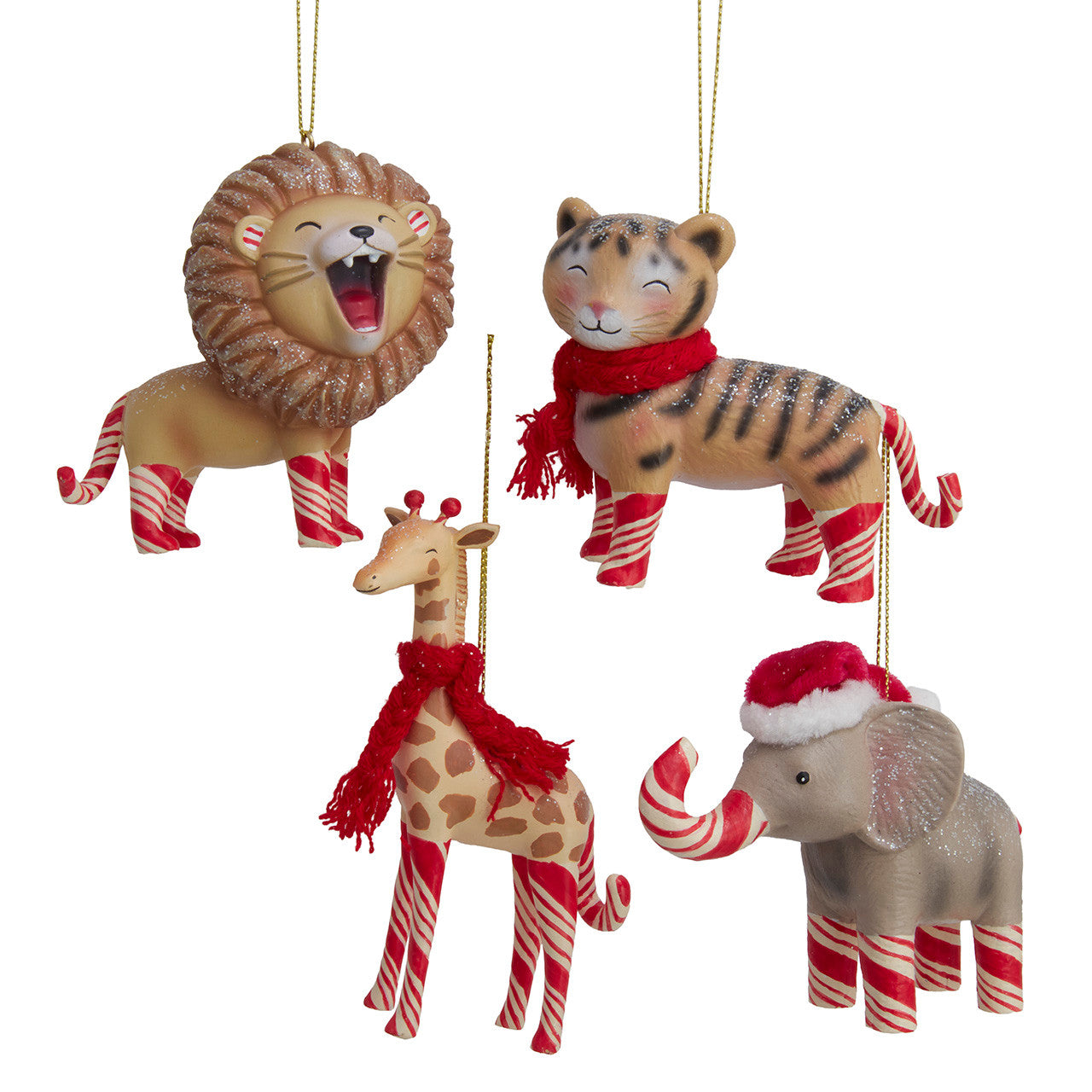 Candy Cane Zoo Animal Ornaments