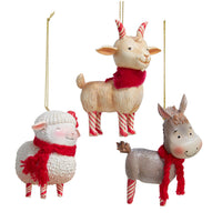 Candy Cane Farm Animal Ornaments