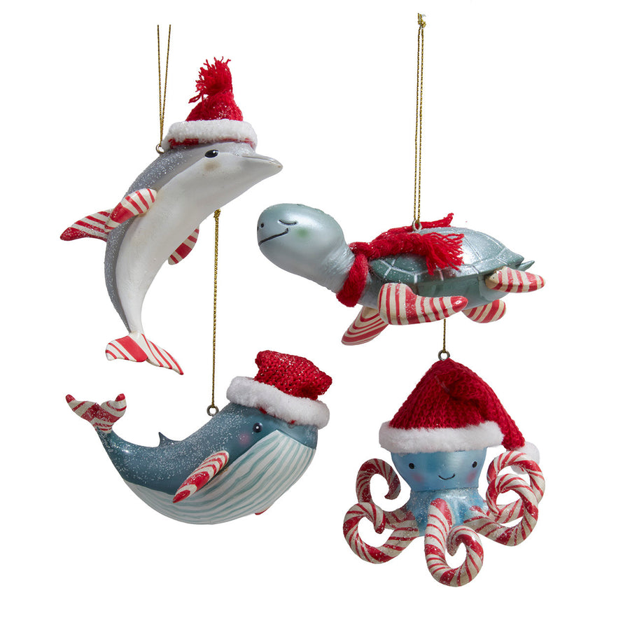 Candy Cane Sea Creature Ornaments