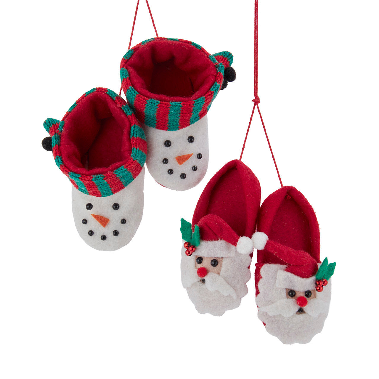 Santa & Snowman Pajama Slippers Ornaments