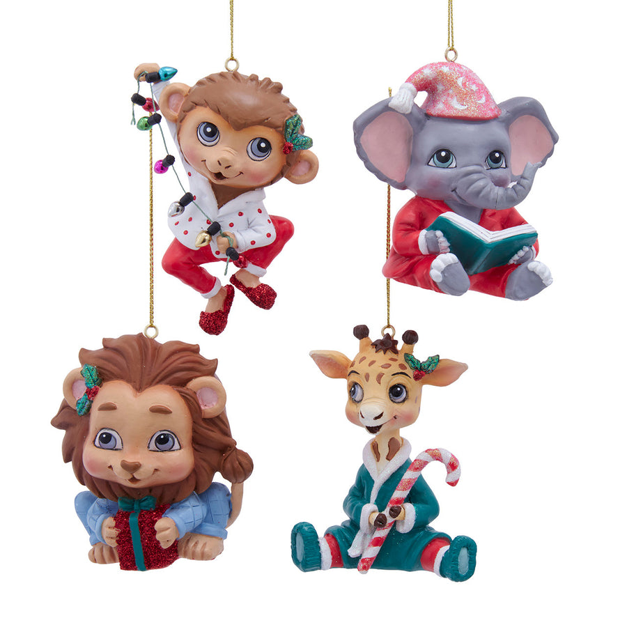 Jungle Animal Pajama Ornaments