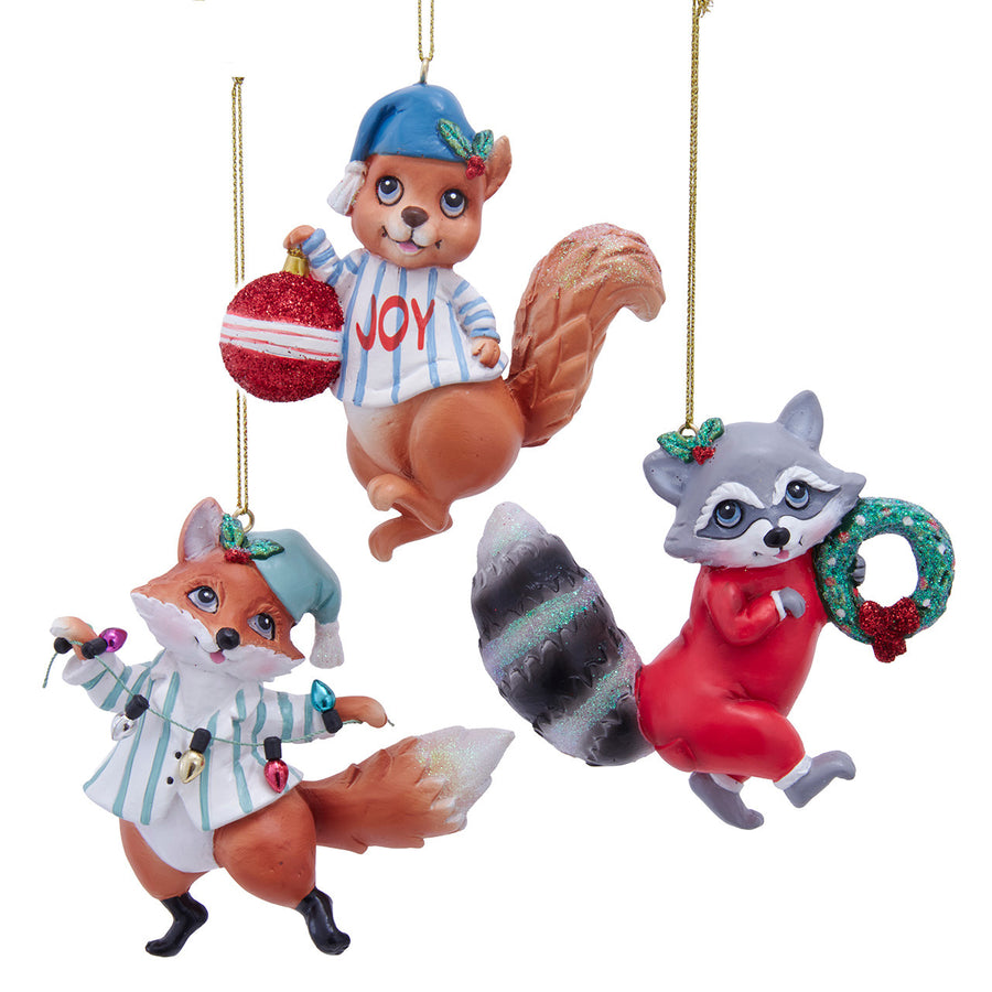 Woodland Animal Pajama Ornaments