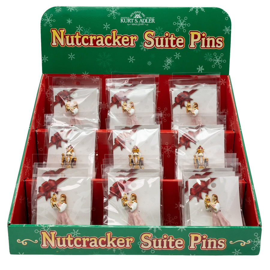 Nutcracker Suite Pins With Display Rack, 2 Assorted Styles