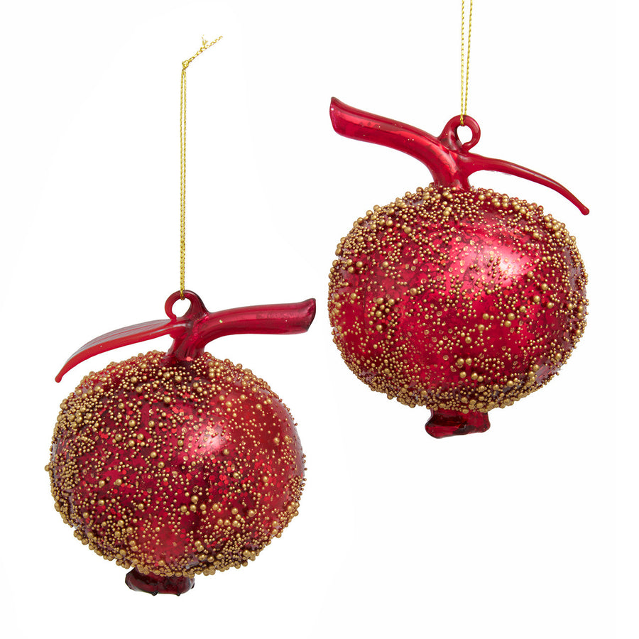 Glass Textured Pomegranate Ornaments