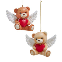 Teddy Bear With Red Heart Ornaments