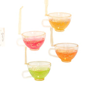 Glass Gold Glittered Tea Cup Ornaments