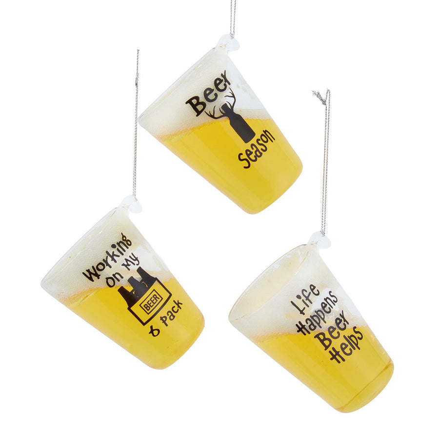 Glass Beer Glass With Words Ornaments