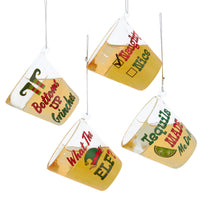 Glass Tequila Shot With Words Ornaments