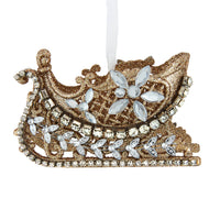 ivory & Gold Sleigh With Gemstones Ornament