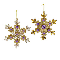 Gold Snowflake With Purple Gem Ornaments