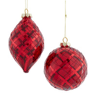 Glass Striped Red Ball & Onion Ornaments