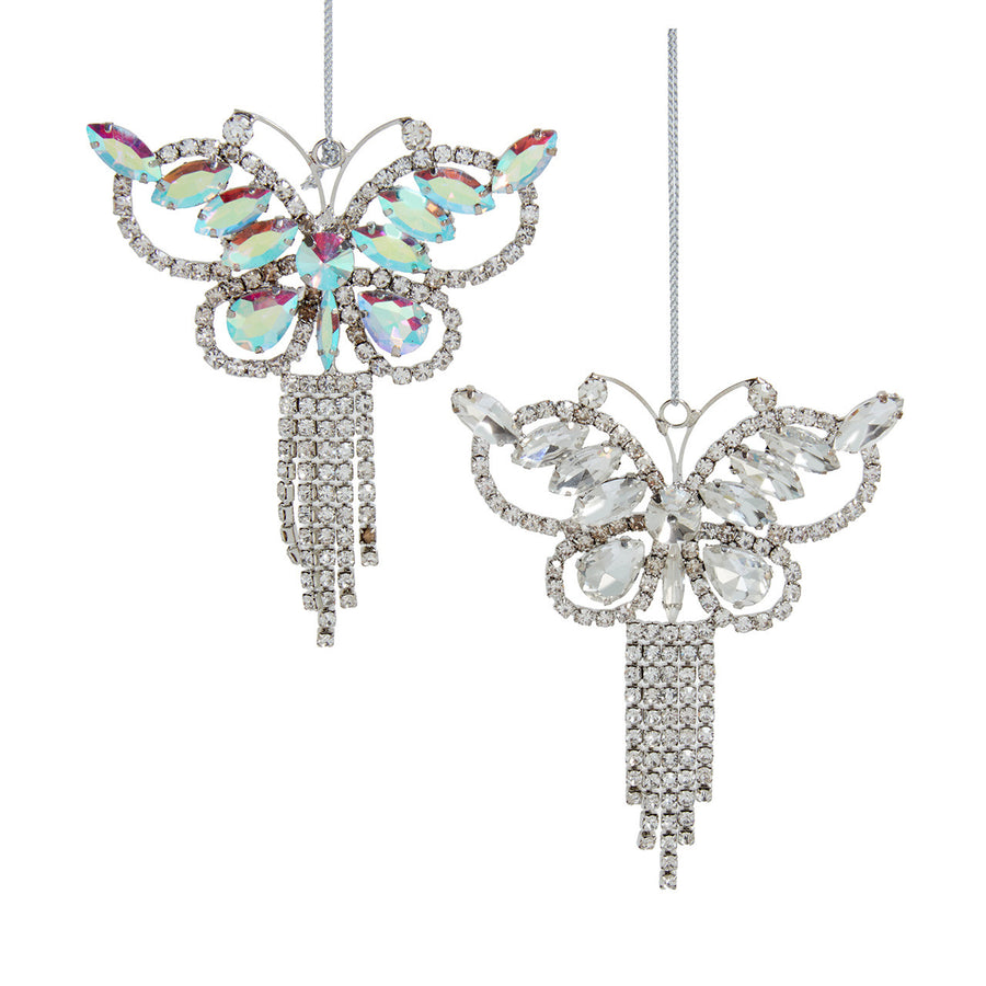 Clear Iridescent Butterfly With Gem Ornaments
