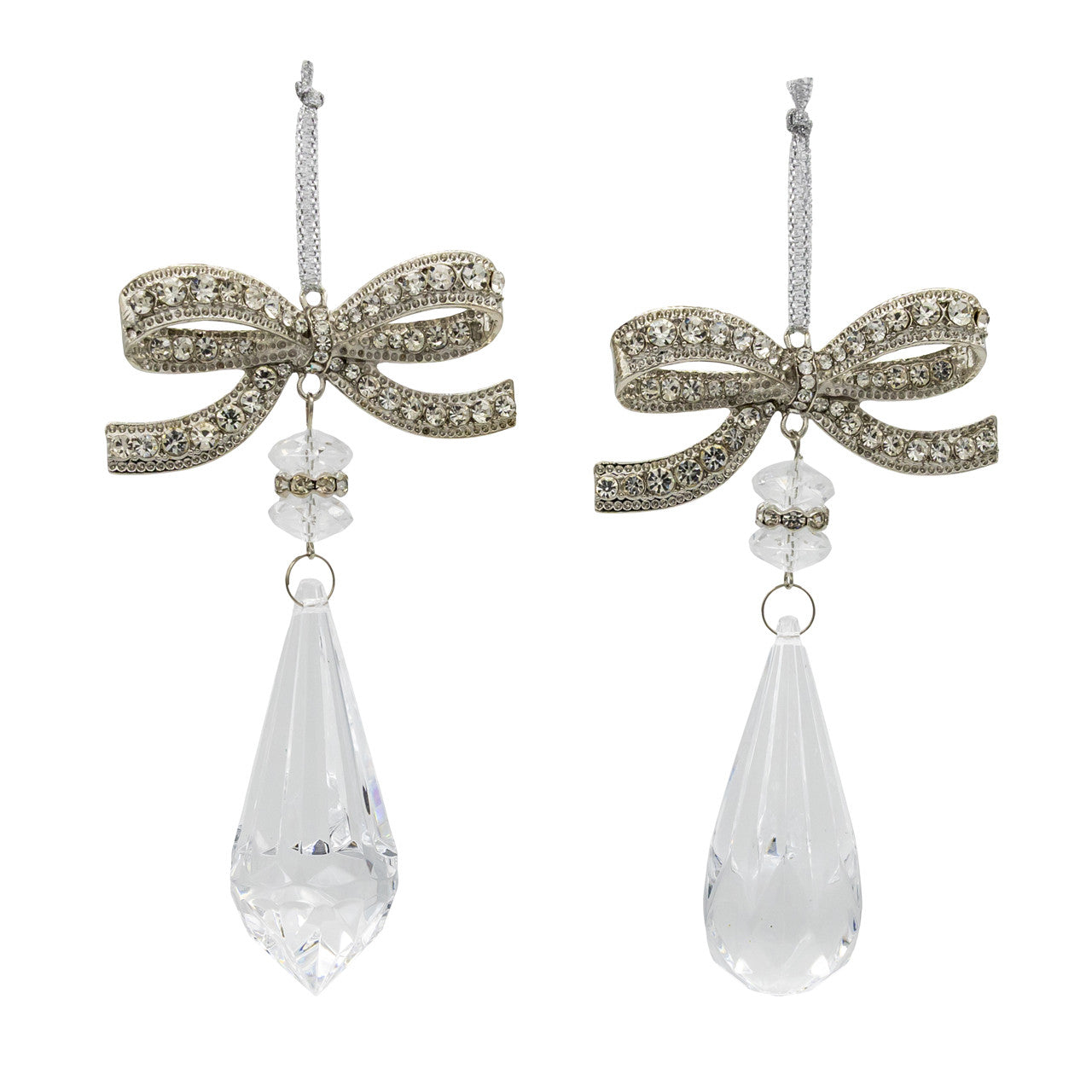 Bow With Clear Drop Ornaments