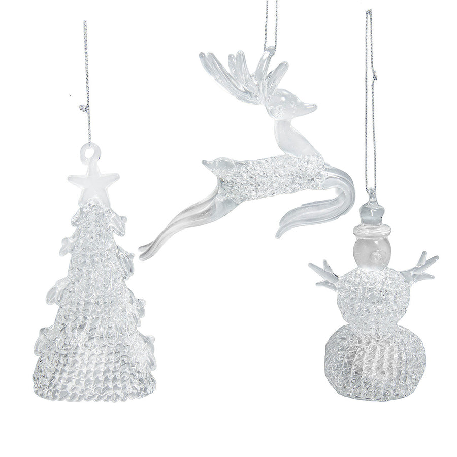 Glass Christmas Tree, Showman & Reindeer Ornaments