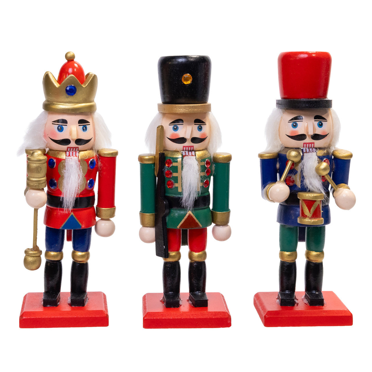 5.9" Red, Green & Blue Nutcrackers Set