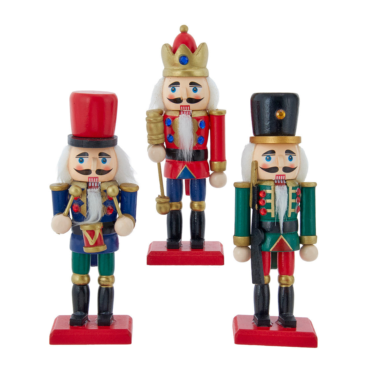 5.9" Red, Green & Blue Nutcrackers Set