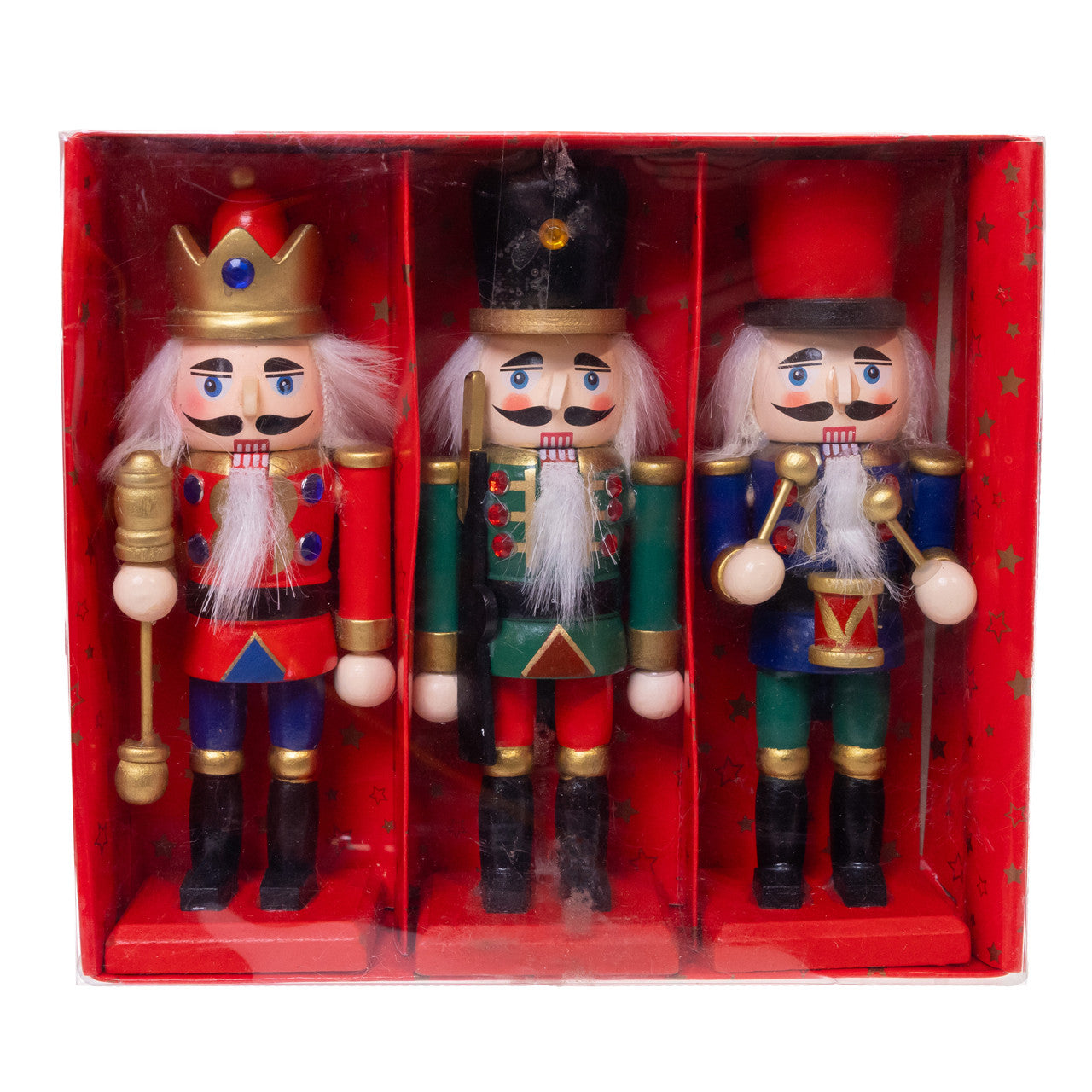 5.9" Red, Green & Blue Nutcrackers Set