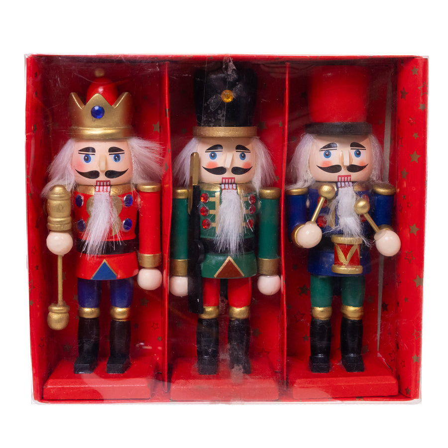 5.9" Red, Green & Blue Nutcrackers Set