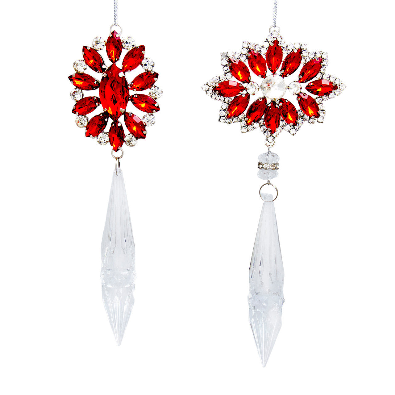 Red & Silver Drop Ornaments