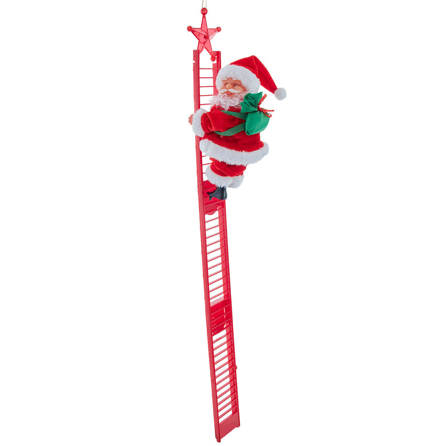 Battery Operated Santa Climbing Red Ladder