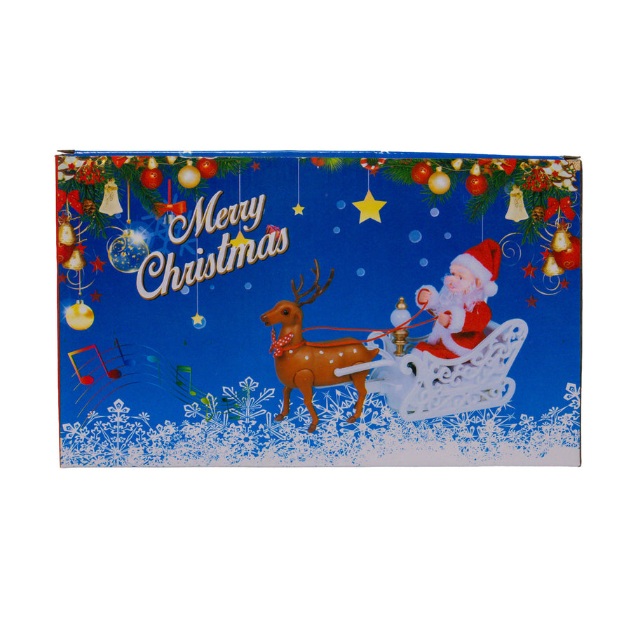 Battery Operated Moving Santa on Sleight With Reindeer Table Piece