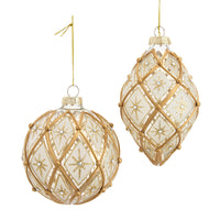 100MM Glass Transparent Ball & Finial With Gold Pattern Ornaments