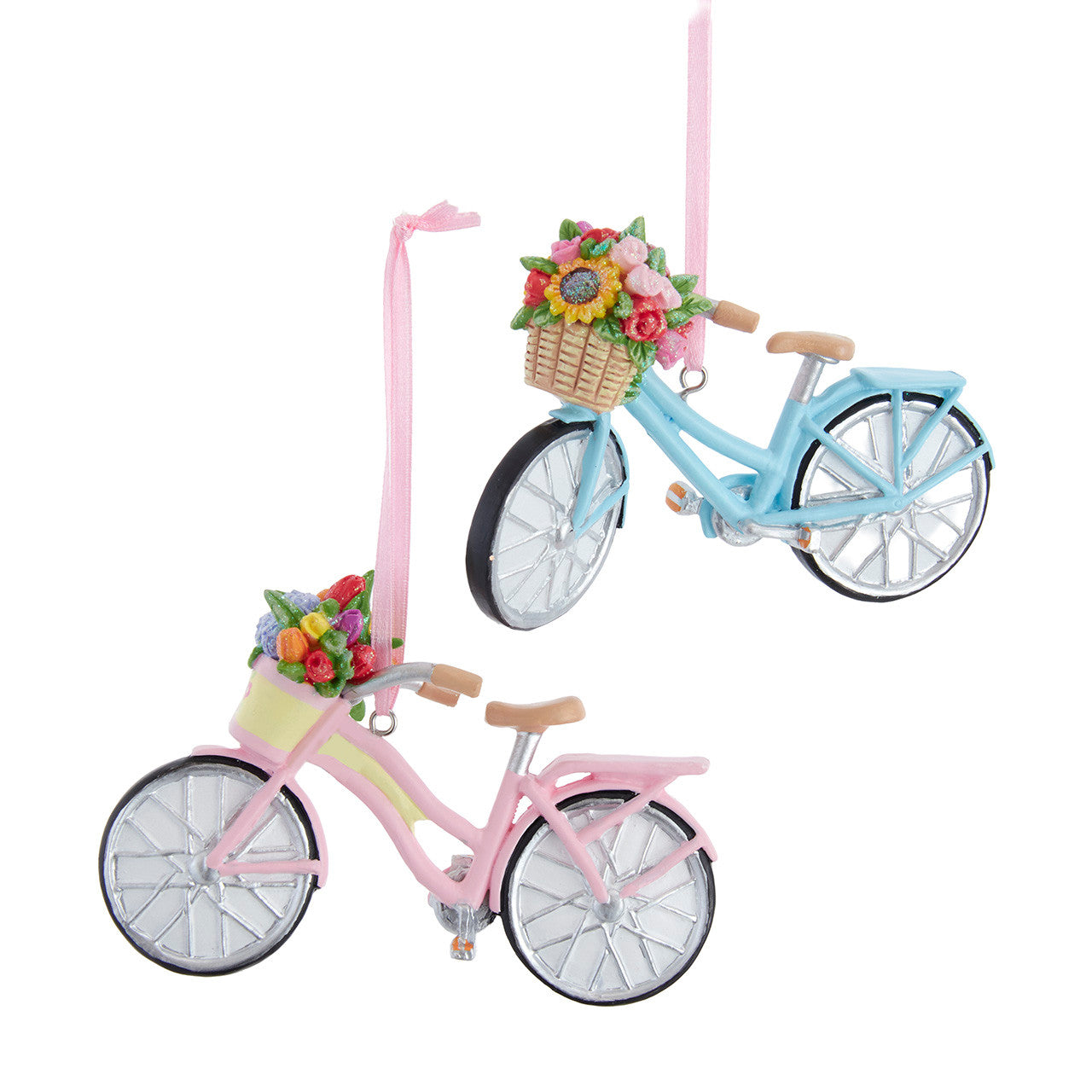 Pink & Blue Flower Bike Ornaments