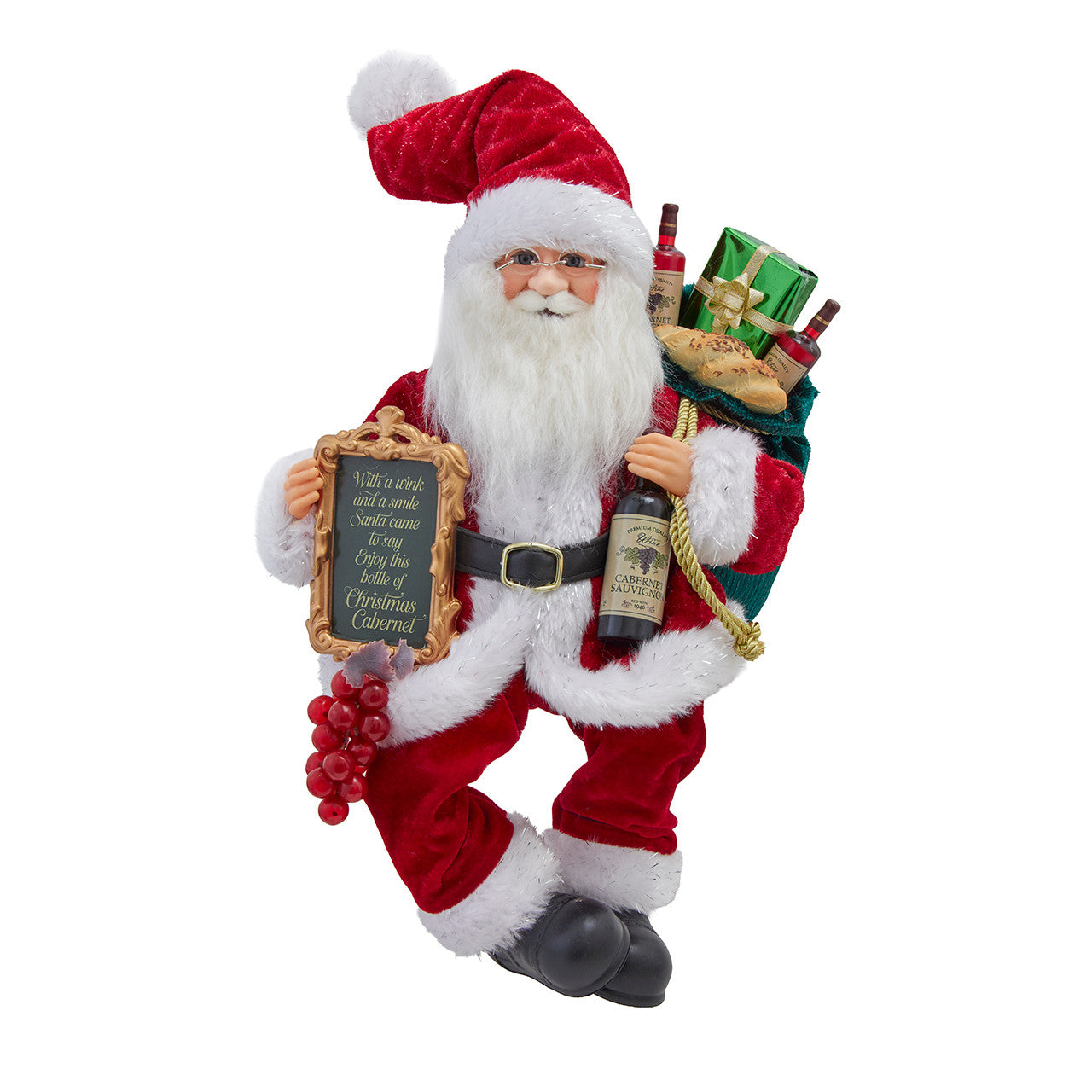 15" Fabriché™ Sitting Santa Holding Wine