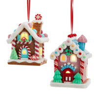 Battery Operated Light-Up Gingerbread House Ornaments