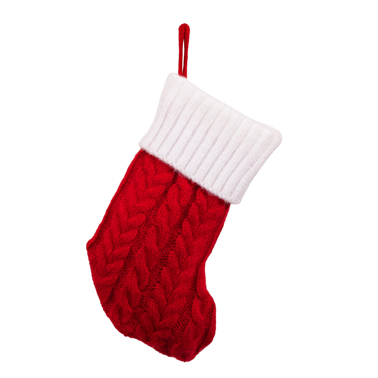 8.6" Red & White Knit Monogrammed Blank Miniature Stocking