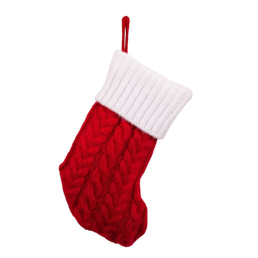 8.6" Red & White Knit Monogrammed Blank Miniature Stocking