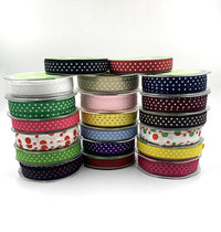 5/8 Inch Grosgrain Printed Dots Ribbon with Woven Edge