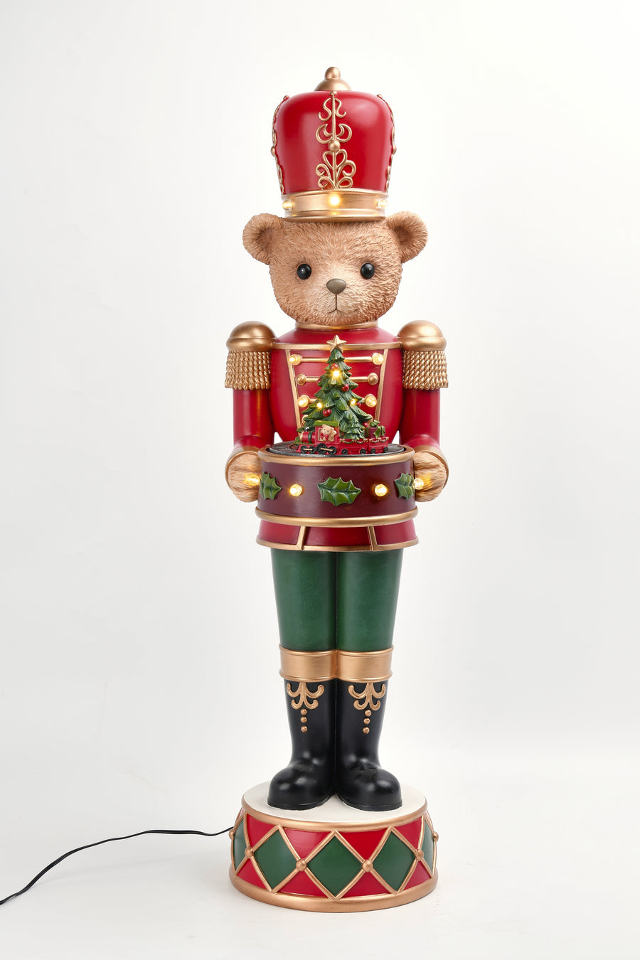Teddy Bear Nutcracker Rotating Music Box With Led Light