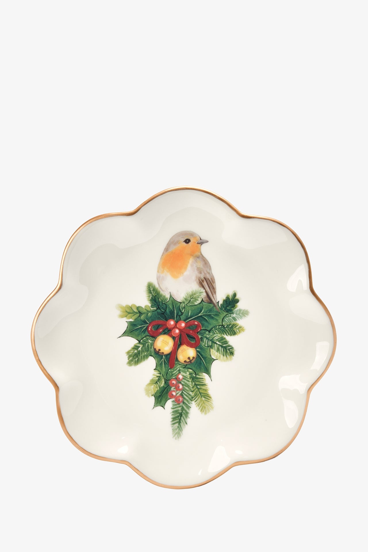 Desert Plate With Robin Holly Leaf Decal