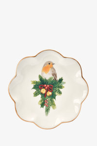 Desert Plate With Robin Holly Leaf Decal