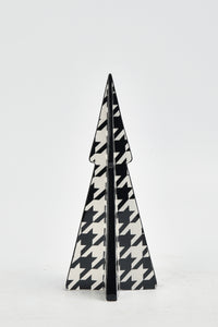 Sm. Xmas Tree With Houndstooth Decal. Black & White