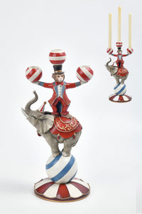 Juggling Monkey Standing On Elephant Candleholder