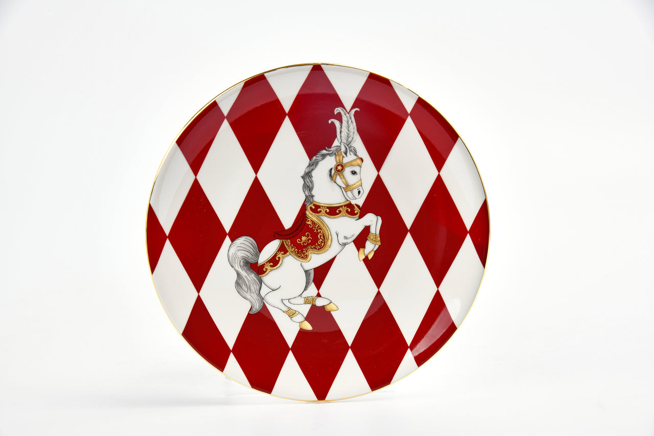 Round Plate With Circus Horse Decal