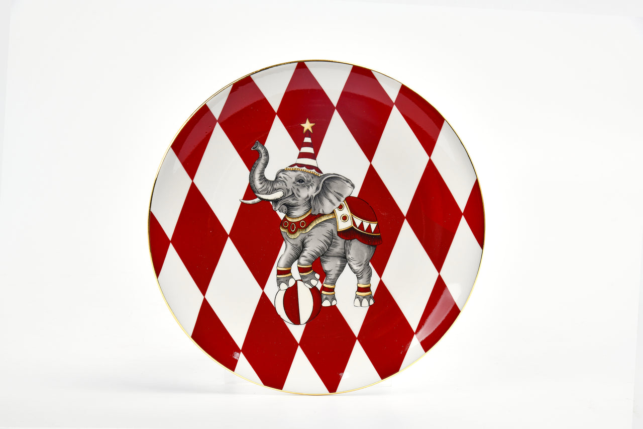 Round Plate With Circus Elephant Decal