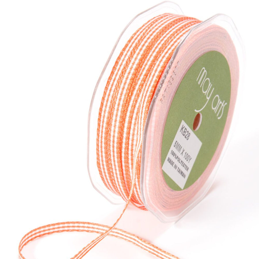 3/16 Inch Checkered Gingham Ribbon with Woven Edge – KB-9-28 – ORANGE