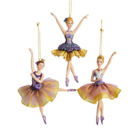 Purple & Gold Ballerina Ornaments