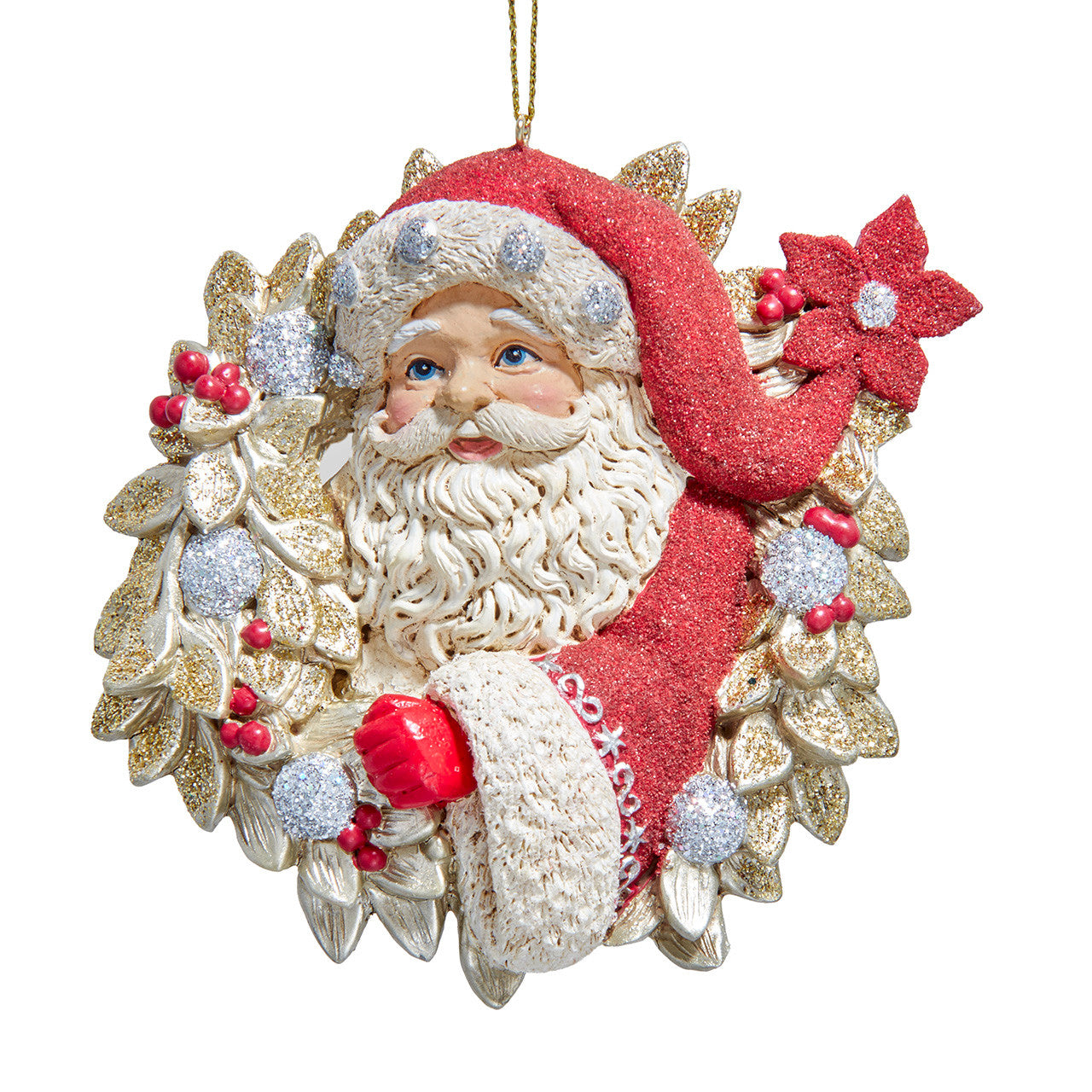 Holiday Diamonds Santa In Wreath Ornament