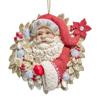 Holiday Diamonds Santa In Wreath Ornament