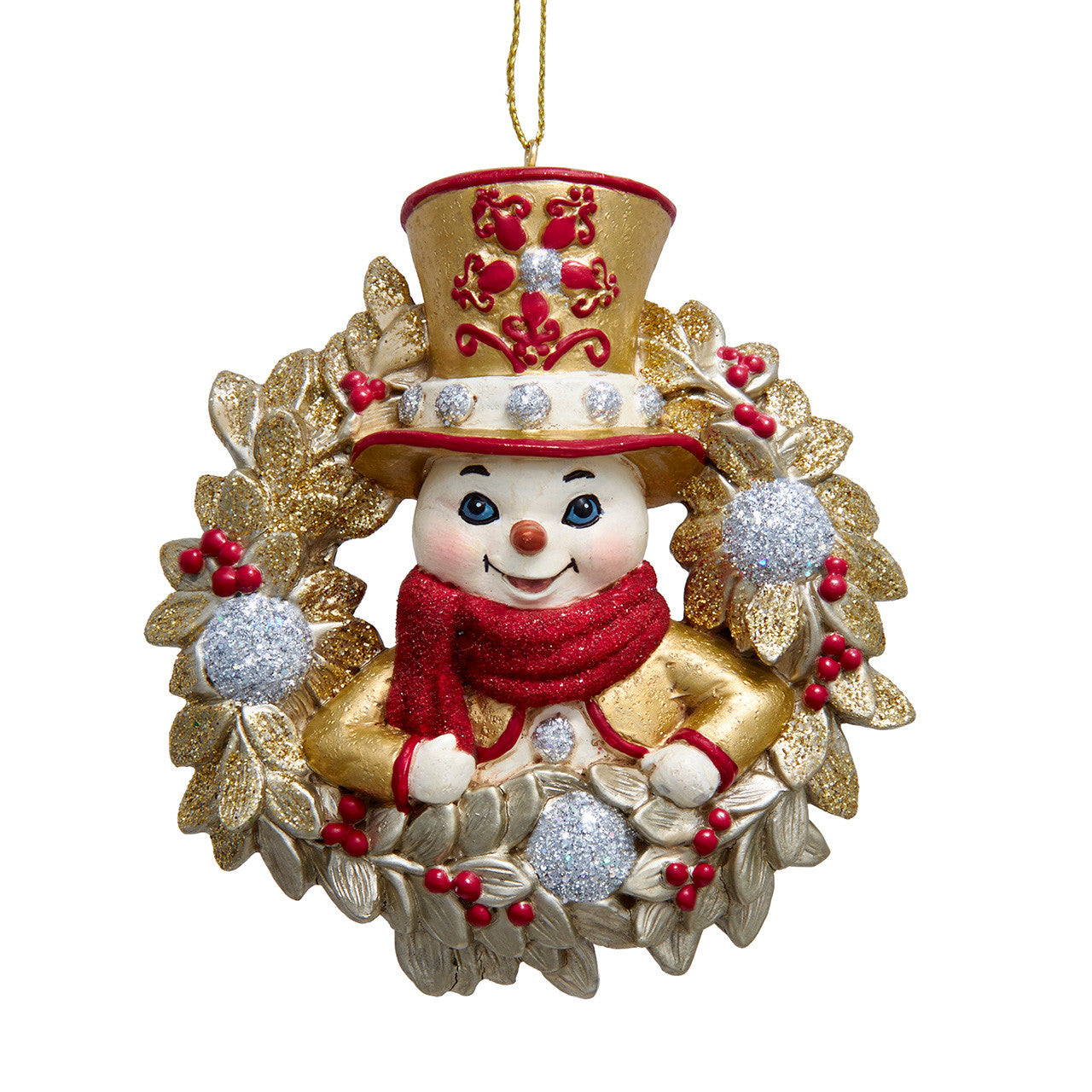 Holiday Diamonds Snowman In Wreath Ornament