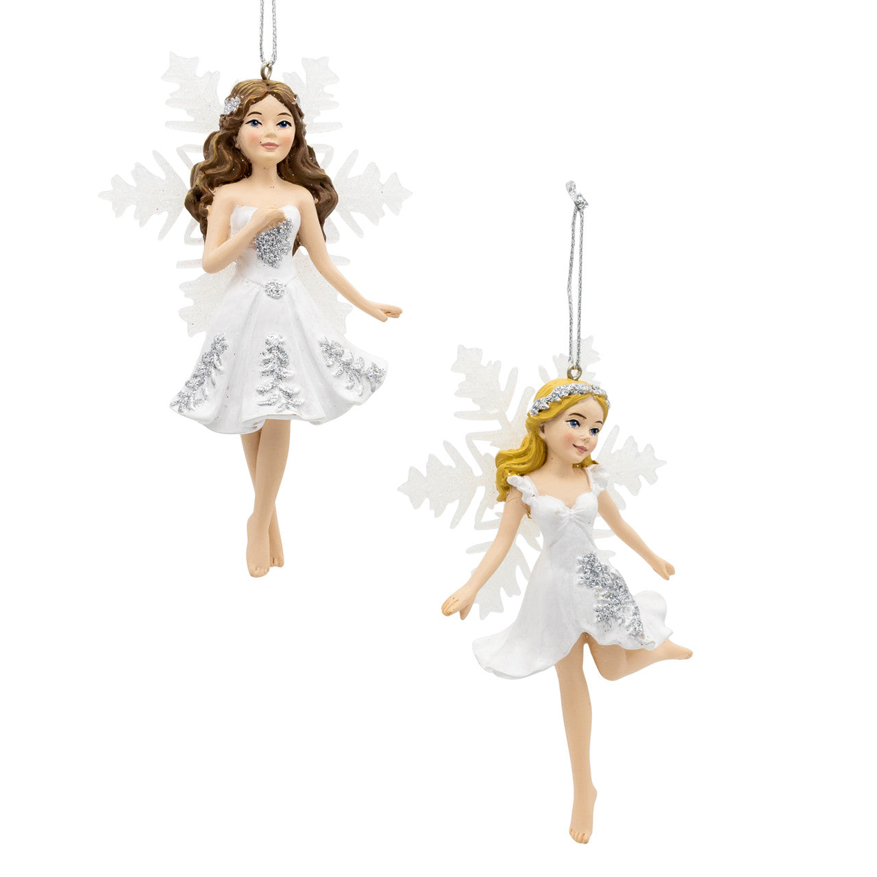 Silver & White Fairy With Snowflake Wings Ornaments