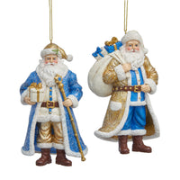 Blue & Gold Santa Ornaments